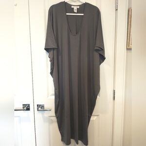 Plus Size Barefoot Dreams Luxe Milk Jersey Caftan -Gray - One Size PLUS - NWOT